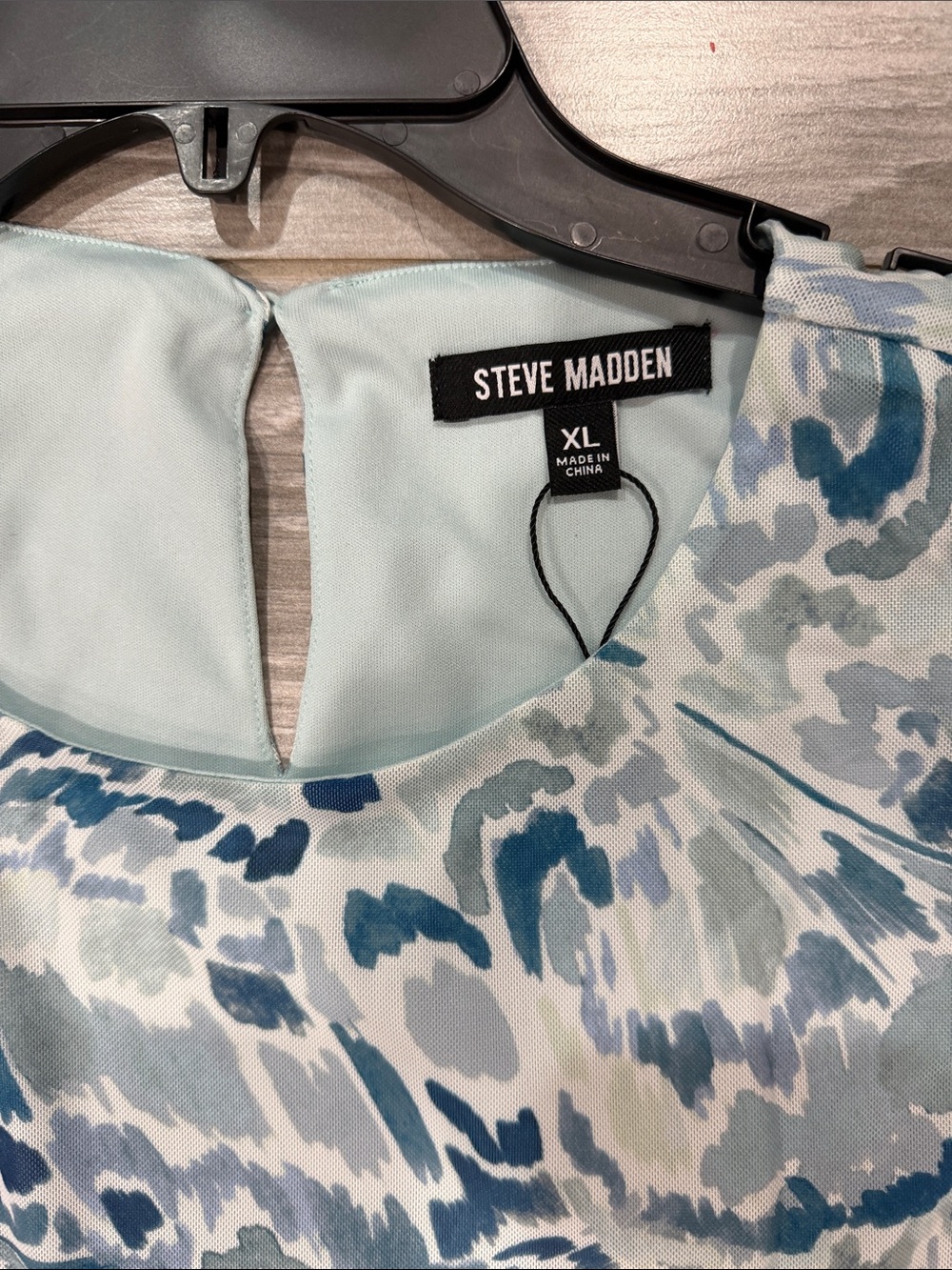 New Steve Madden Blue & White Abstract Print Sleeveless Midi Dress XL - Picture 2 of 4